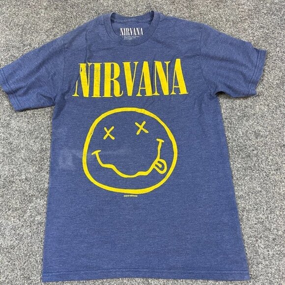 Nirvana T-shirt S Blue Smiley Face - Picture 1 of 9